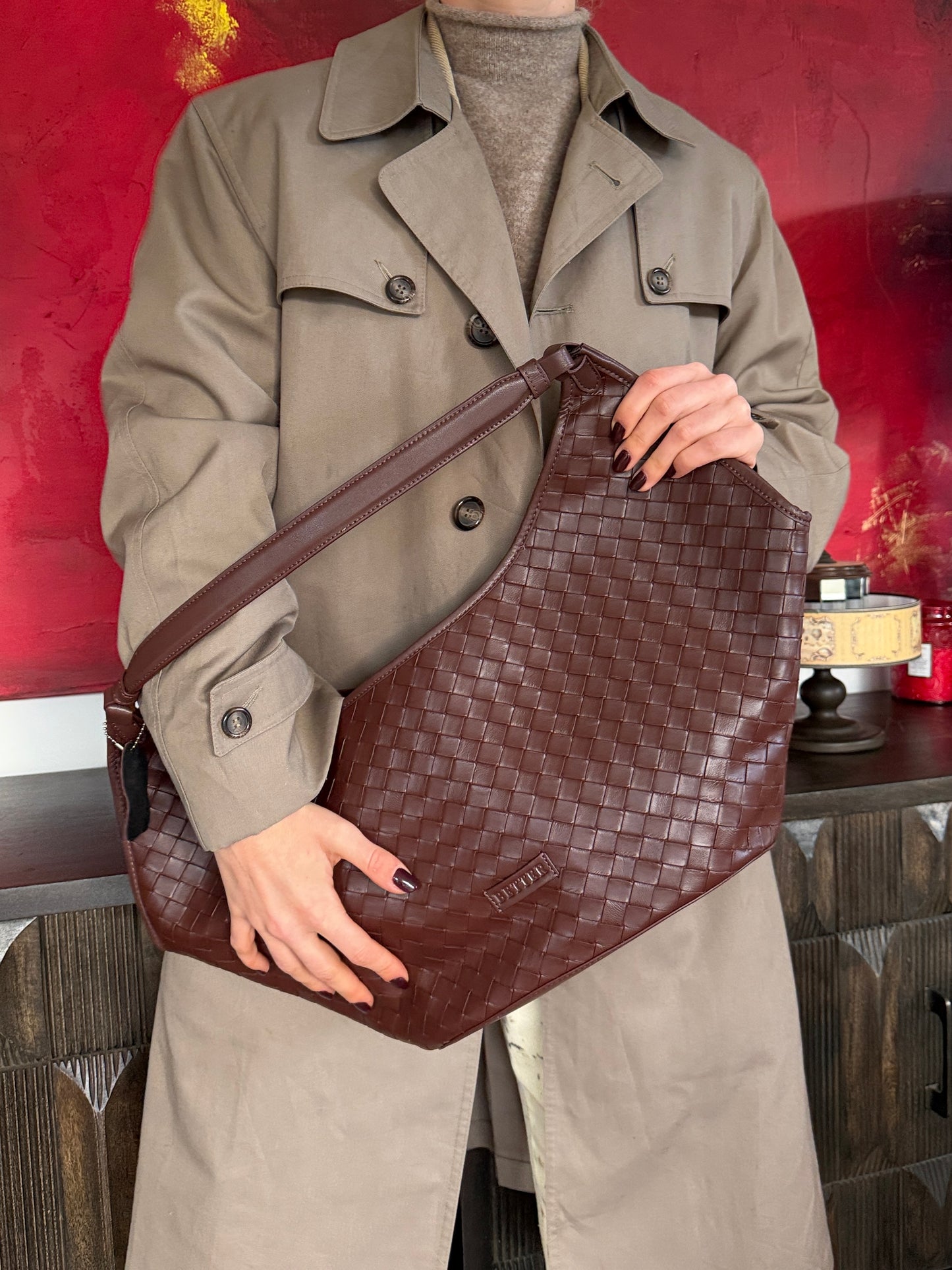 Cartera trenzada cafe