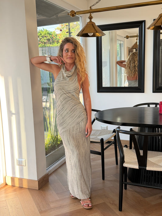 Vestido Halter Gris