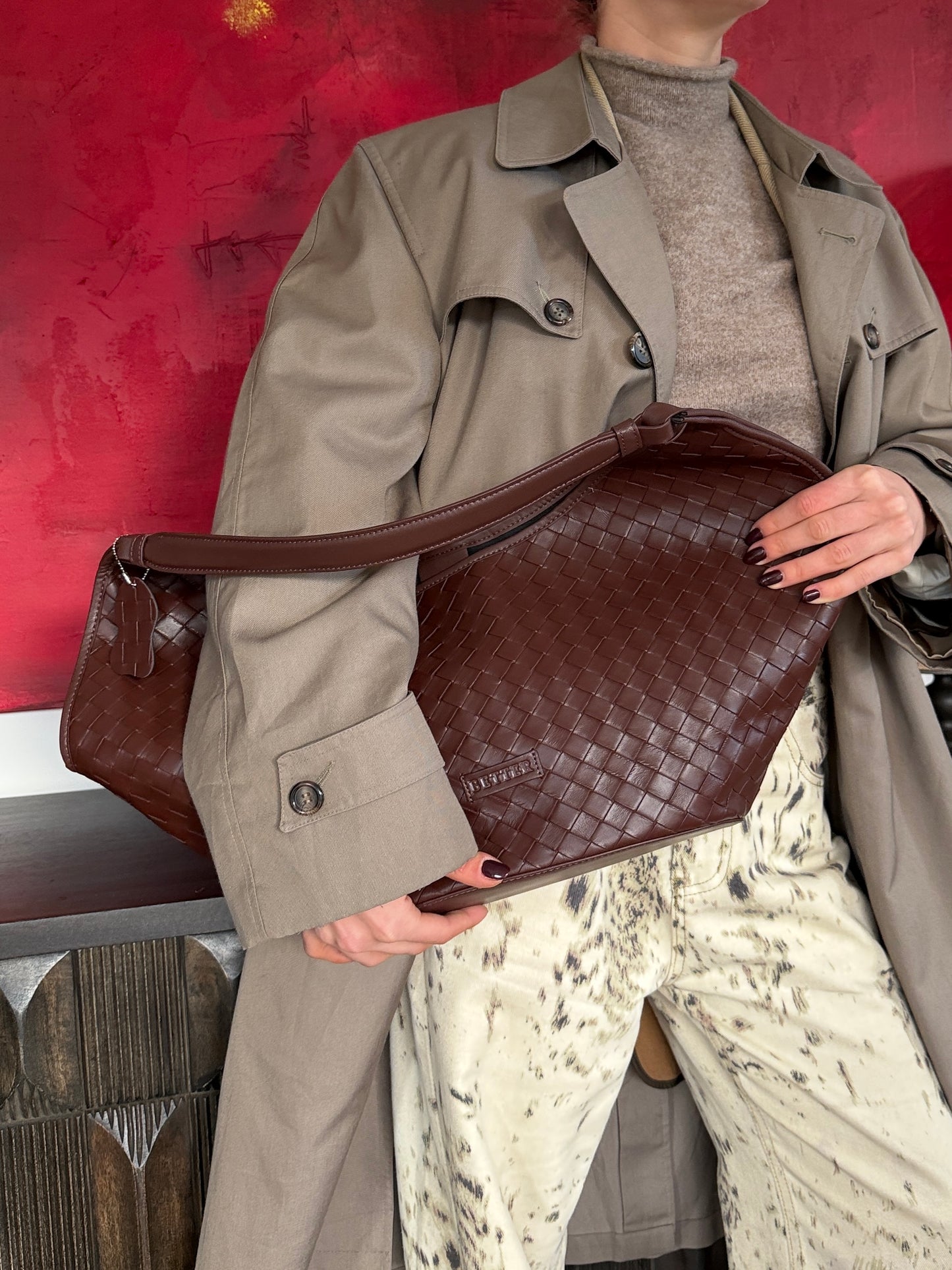 Cartera trenzada cafe