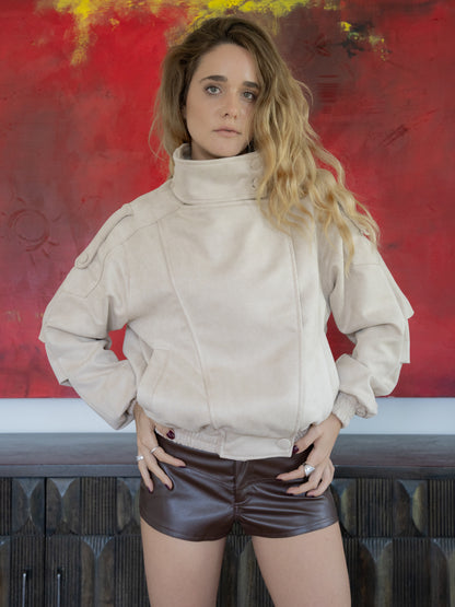 Bomber Jacket de gamuza beige