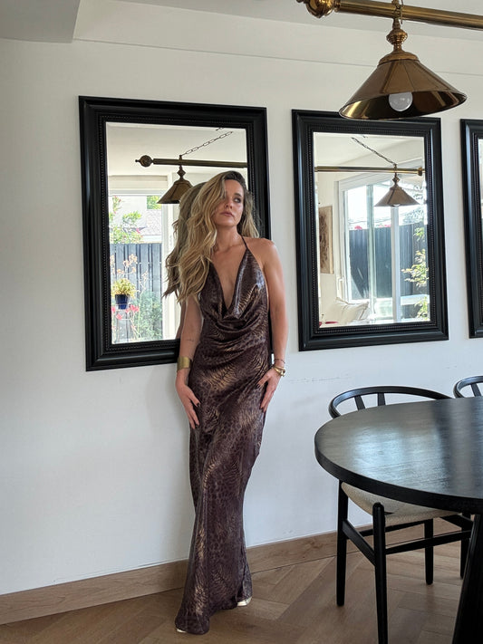 Vestido Print Cafe Asimetrico