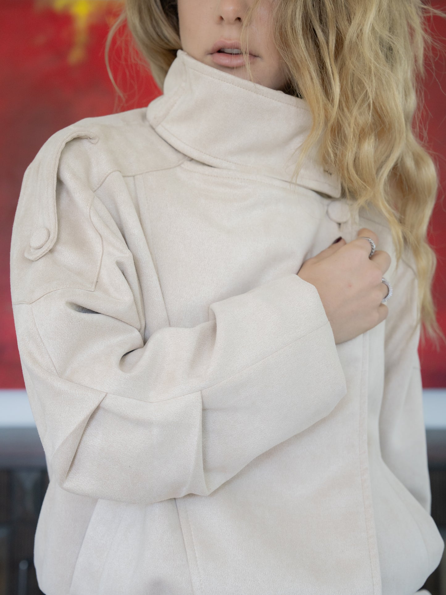 Bomber Jacket de gamuza beige