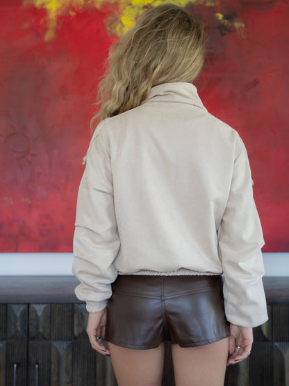 Bomber Jacket de gamuza beige