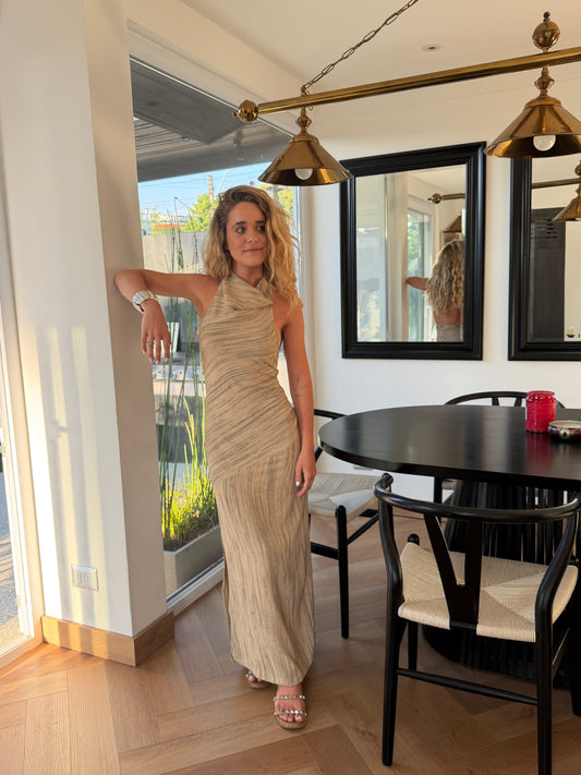 Vestido Halter Beige